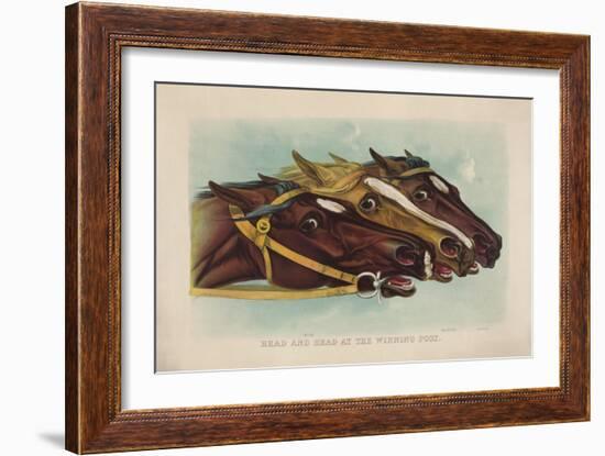 Head and Head at the Winning Post-Currier & Ives-Framed Giclee Print