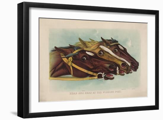 Head and Head at the Winning Post-Currier & Ives-Framed Giclee Print