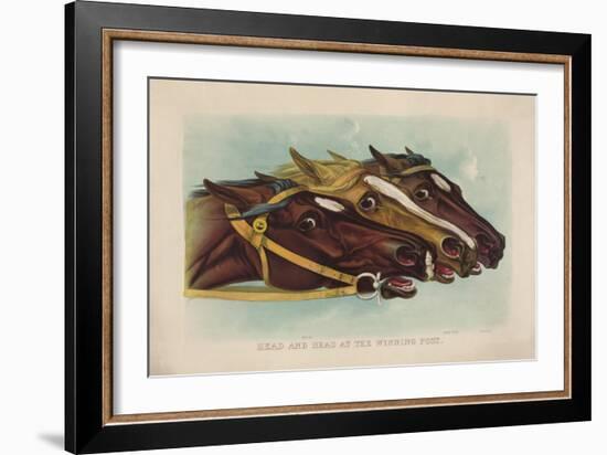 Head and Head at the Winning Post-Currier & Ives-Framed Giclee Print