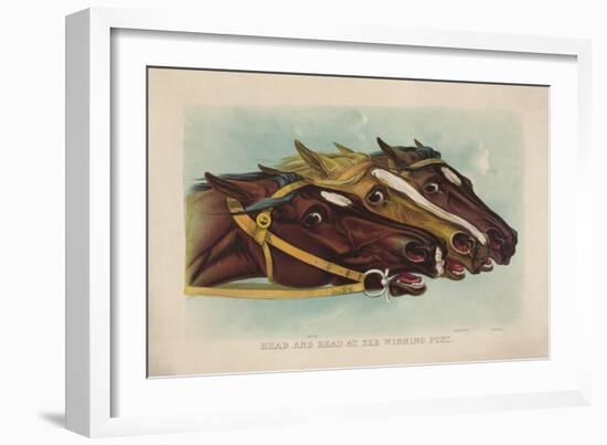 Head and Head at the Winning Post-Currier & Ives-Framed Giclee Print