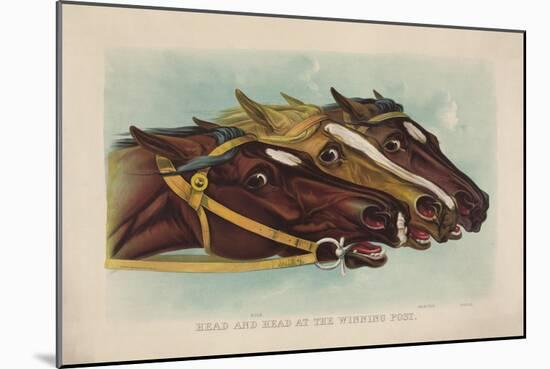 Head and Head at the Winning Post-Currier & Ives-Mounted Giclee Print