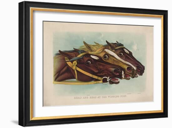 Head and Head at the Winning Post-Currier & Ives-Framed Giclee Print