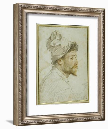 Head and Shoulders of a Bearded Man Wearing a Cap-Federico Zuccaro-Framed Giclee Print