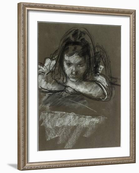 Head and Shoulders of a Girl at a Table-Henry Tonks-Framed Giclee Print