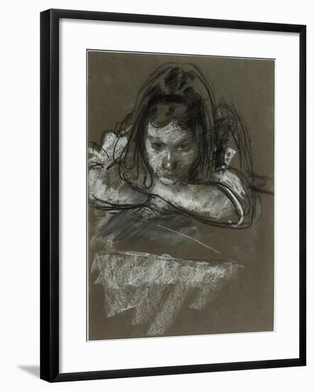 Head and Shoulders of a Girl at a Table-Henry Tonks-Framed Giclee Print