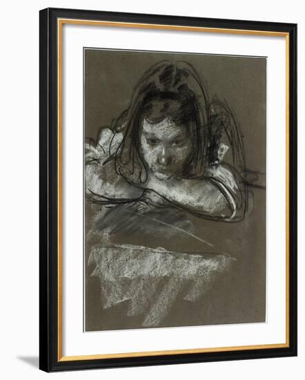 Head and Shoulders of a Girl at a Table-Henry Tonks-Framed Giclee Print