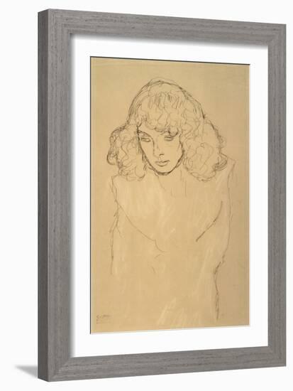 Head and Shoulders Portrait of a Girl-Gustav Klimt-Framed Giclee Print