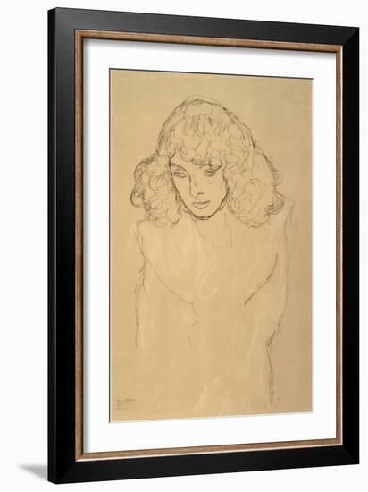 Head and Shoulders Portrait of a Girl-Gustav Klimt-Framed Giclee Print