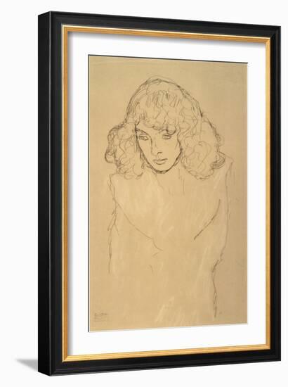 Head and Shoulders Portrait of a Girl-Gustav Klimt-Framed Giclee Print