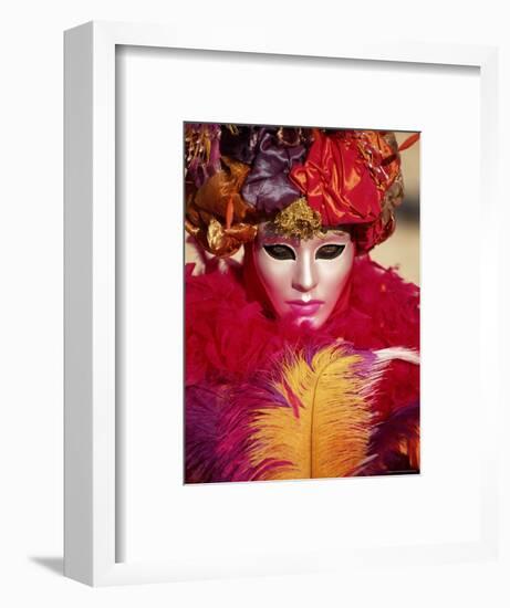 Head and Shoulders Portrait of a Person Dressed in Carnival Mask and Costume, Veneto, Italy-Lee Frost-Framed Photographic Print