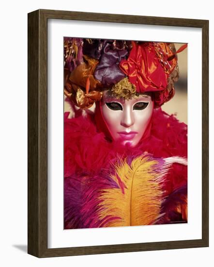 Head and Shoulders Portrait of a Person Dressed in Carnival Mask and Costume, Veneto, Italy-Lee Frost-Framed Photographic Print