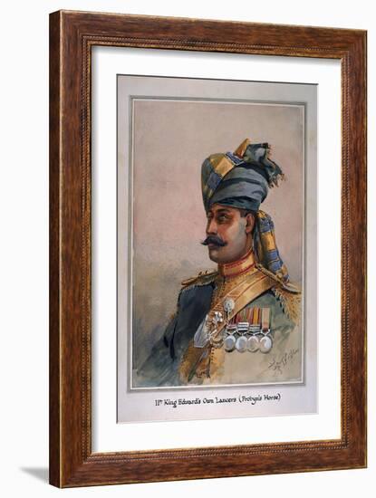 Head and Shoulders Portrait of Risaldar, Durrani, Illustration for 'Armies of India', by Major…-Alfred Crowdy Lovett-Framed Giclee Print