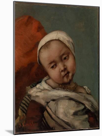 Head of a Baby, 1865 (Oil on Canvas)-Gustave Courbet-Mounted Giclee Print