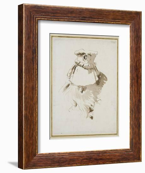 Head of a Bearded Man (Pen and Brown Ink with Brown Wash over Black Chalk on White Paper)-Giovanni Battista Tiepolo-Framed Giclee Print