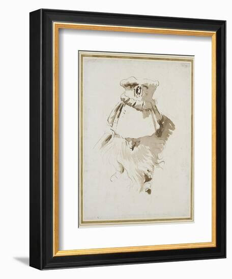 Head of a Bearded Man (Pen and Brown Ink with Brown Wash over Black Chalk on White Paper)-Giovanni Battista Tiepolo-Framed Giclee Print