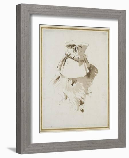 Head of a Bearded Man (Pen and Brown Ink with Brown Wash over Black Chalk on White Paper)-Giovanni Battista Tiepolo-Framed Giclee Print