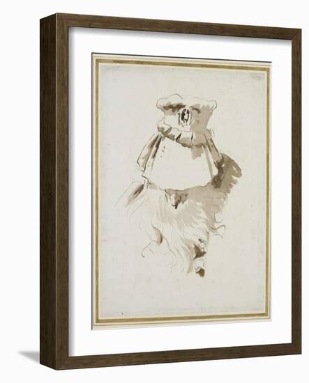 Head of a Bearded Man (Pen and Brown Ink with Brown Wash over Black Chalk on White Paper)-Giovanni Battista Tiepolo-Framed Giclee Print