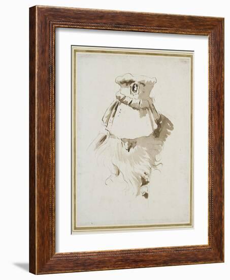 Head of a Bearded Man (Pen and Brown Ink with Brown Wash over Black Chalk on White Paper)-Giovanni Battista Tiepolo-Framed Giclee Print