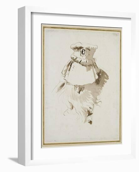 Head of a Bearded Man (Pen and Brown Ink with Brown Wash over Black Chalk on White Paper)-Giovanni Battista Tiepolo-Framed Giclee Print