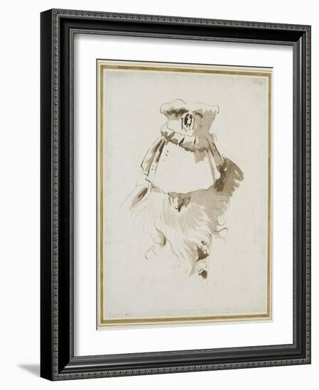 Head of a Bearded Man (Pen and Brown Ink with Brown Wash over Black Chalk on White Paper)-Giovanni Battista Tiepolo-Framed Giclee Print