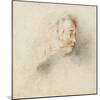 Head of a Boy in Profile (Black & Red Chalk on Stained Off-White Paper)-Jean Antoine Watteau-Mounted Giclee Print