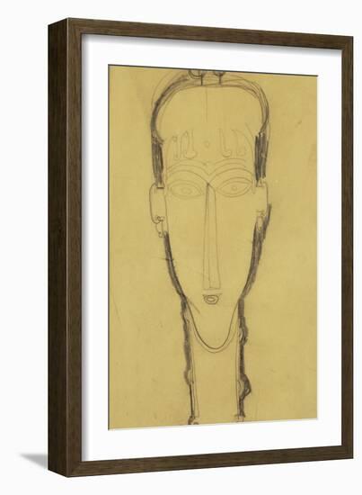 Head of a Caryatid in a Head Dress, 1911-Amedeo Modigliani-Framed Giclee Print