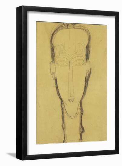 Head of a Caryatid in a Head Dress, 1911-Amedeo Modigliani-Framed Giclee Print