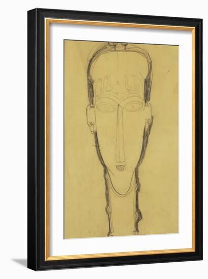 Head of a Caryatid in a Head Dress, 1911-Amedeo Modigliani-Framed Giclee Print