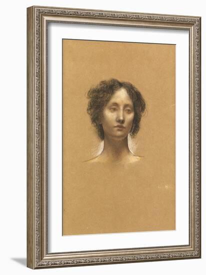 Head of a Girl (Coloured Chalks on Buff Paper)-Evelyn De Morgan-Framed Giclee Print