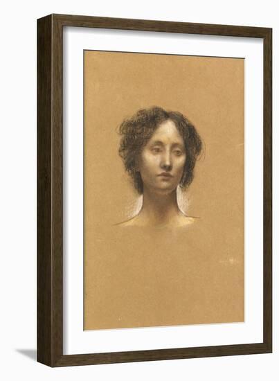 Head of a Girl (Coloured Chalks on Buff Paper)-Evelyn De Morgan-Framed Giclee Print