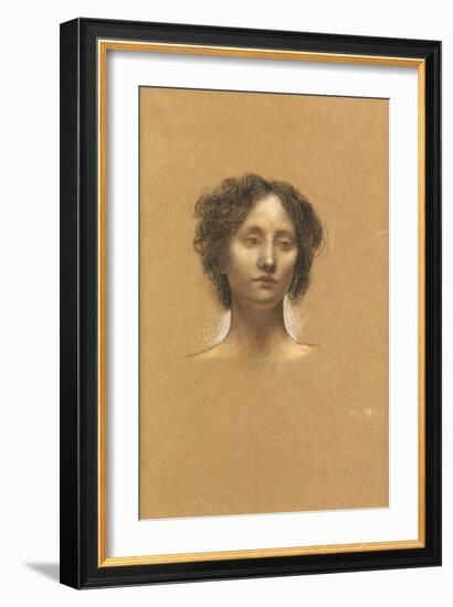 Head of a Girl (Coloured Chalks on Buff Paper)-Evelyn De Morgan-Framed Giclee Print