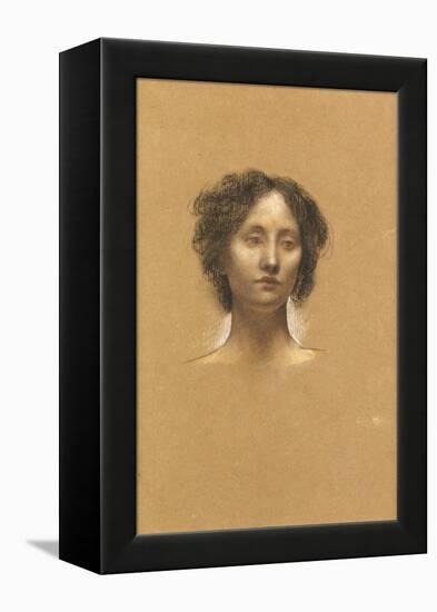 Head of a Girl (Coloured Chalks on Buff Paper)-Evelyn De Morgan-Framed Premier Image Canvas