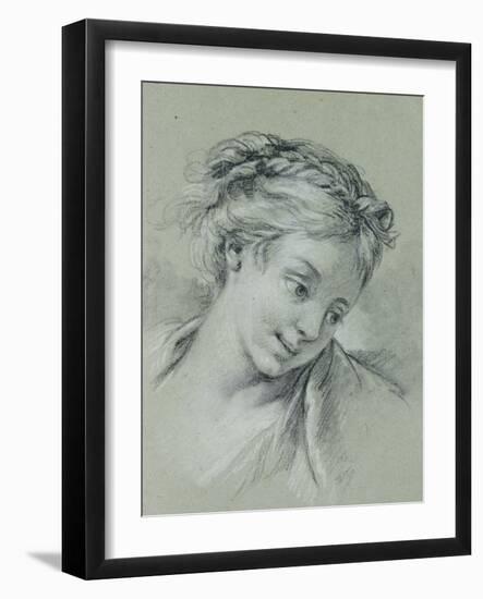 Head of a Girl Looking Down to the Right-Francois Boucher-Framed Giclee Print