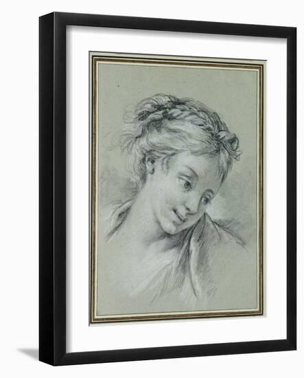 Head of a Girl Looking Down to the Right-Francois Boucher-Framed Giclee Print