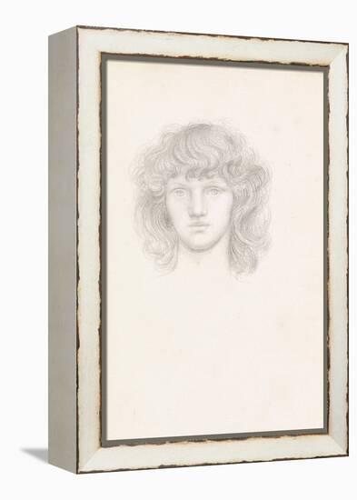 Head of a Girl (Pencil on Paper)-Evelyn De Morgan-Framed Premier Image Canvas