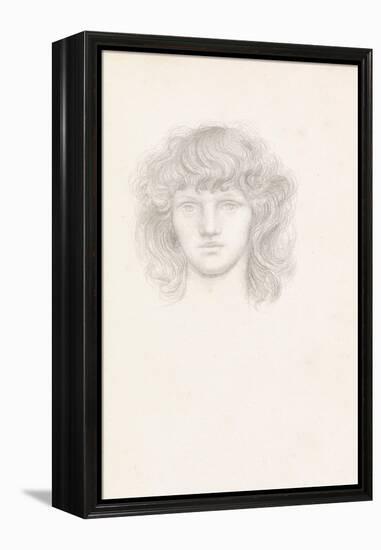 Head of a Girl (Pencil on Paper)-Evelyn De Morgan-Framed Premier Image Canvas