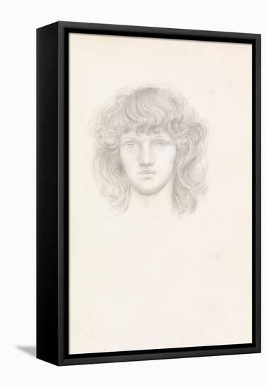 Head of a Girl (Pencil on Paper)-Evelyn De Morgan-Framed Premier Image Canvas