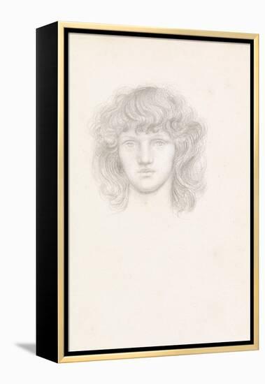 Head of a Girl (Pencil on Paper)-Evelyn De Morgan-Framed Premier Image Canvas