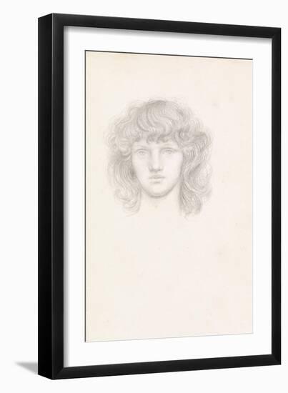 Head of a Girl (Pencil on Paper)-Evelyn De Morgan-Framed Giclee Print