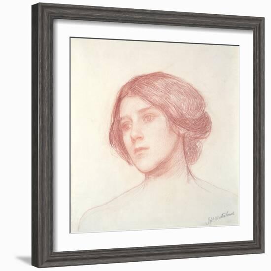 Head of a Girl (Red Chalk on Paper)-John William Waterhouse-Framed Giclee Print