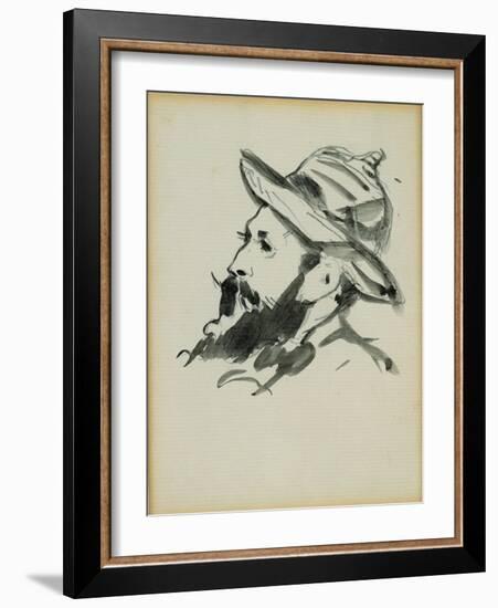 Head of a Man (Claude Monet) 1874 (Pen and Ink Wash on Paper)-Edouard Manet-Framed Giclee Print