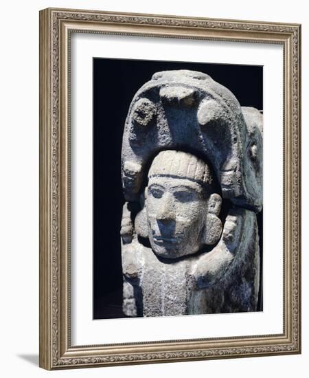 Head of a Man Coming Out of the Mouth of a Jaguar, Artifact Originating from Chichen Itza, Yucatan-null-Framed Giclee Print