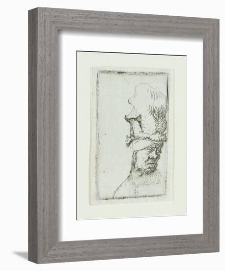 Head of a Man in a High Cap-Rembrandt van Rijn-Framed Giclee Print