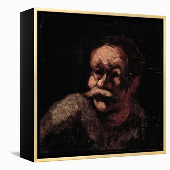 Head of a Man (Oil on Panel)-Honore Daumier-Framed Premier Image Canvas