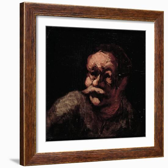 Head of a Man (Oil on Panel)-Honore Daumier-Framed Giclee Print