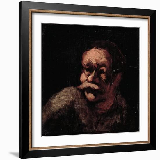 Head of a Man (Oil on Panel)-Honore Daumier-Framed Giclee Print