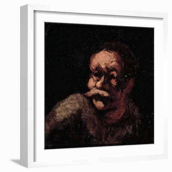 Head of a Man (Oil on Panel)-Honore Daumier-Framed Giclee Print