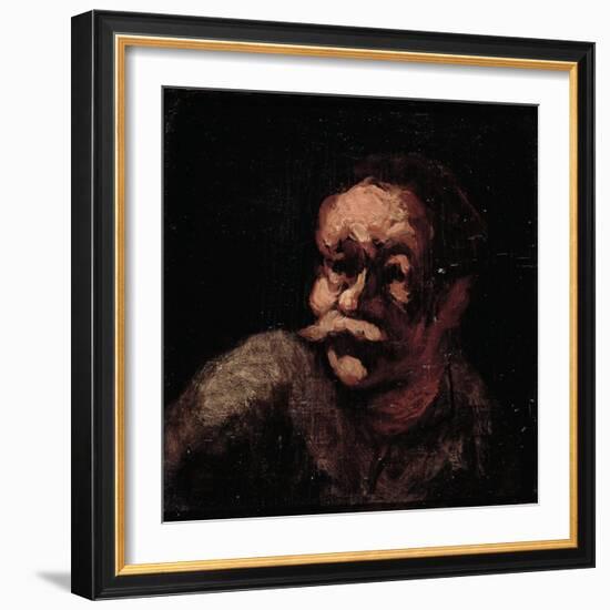 Head of a Man (Oil on Panel)-Honore Daumier-Framed Giclee Print