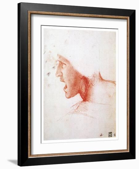 Head of a Man Shouting in Profile to the Left, 1503-1504-Leonardo da Vinci-Framed Giclee Print