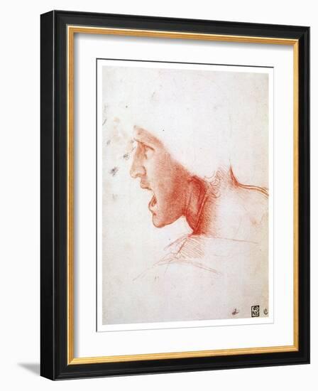 Head of a Man Shouting in Profile to the Left, 1503-1504-Leonardo da Vinci-Framed Giclee Print